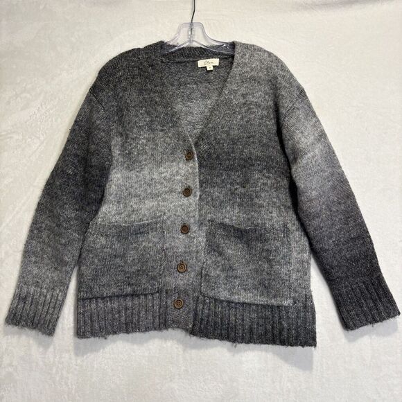 Elan Grey Ombré Cardigan Women's Size Small Relaxed Fit Pockets Buttons - Picture 1 of 14